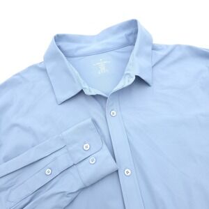 Fabletics Men's 2X Light Blue Long Sleeve Button-Up Shirt Performance Stretch